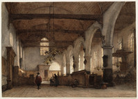 BB 077
<br/>
Interieur van de Bakenesserkerk te Haarlem, gestoffeerd met figuren in 17de-eeuws costuum
<br/>
<em>Bosboom, Johannes (1817-1891)</em>